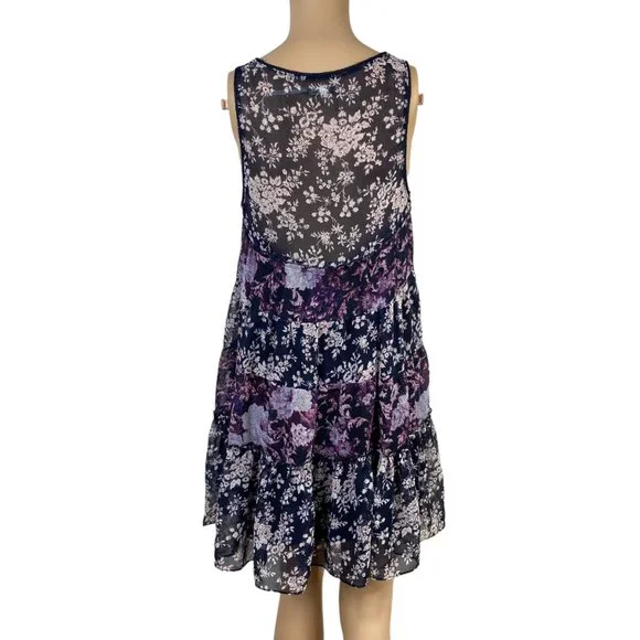 Urban Outfitters Kimchi Blue Tiered Trapeze Slip Sundress S Floral Swing Summer - Picture 9 of 10
